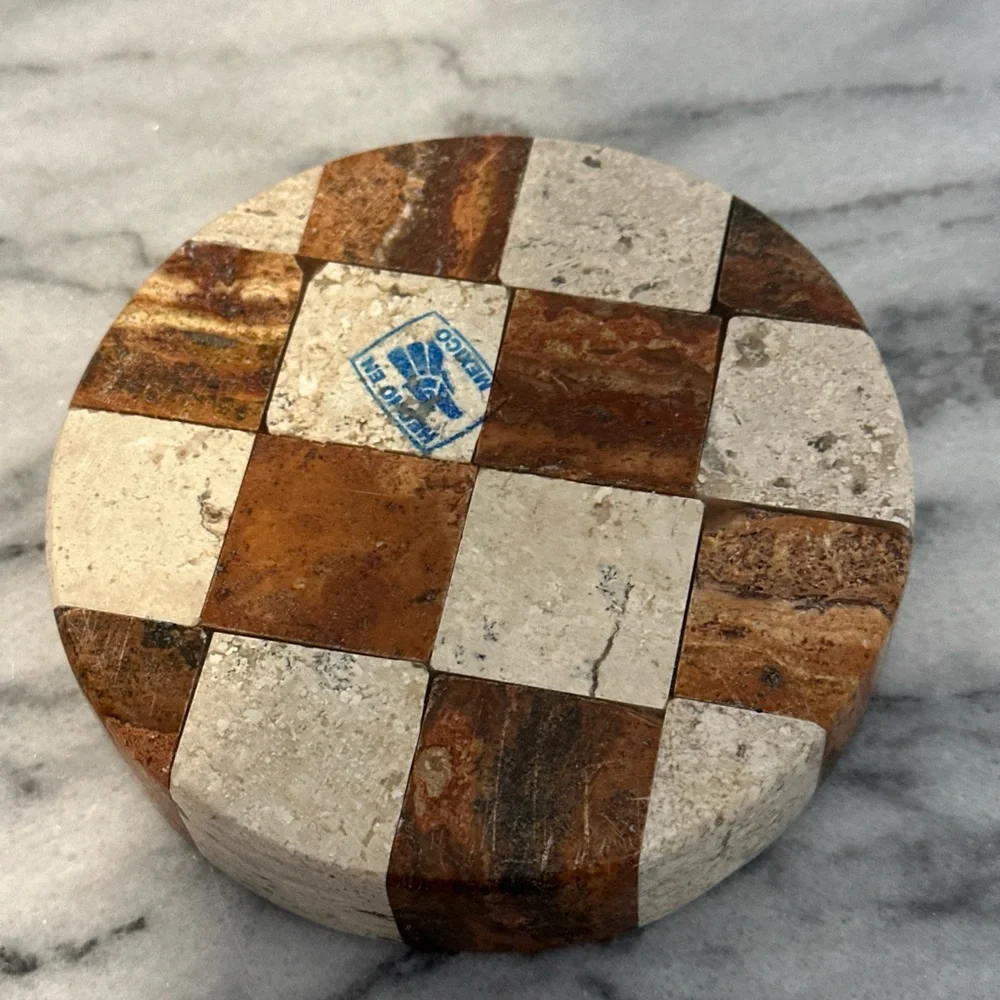 Rare Checkered Stone/ marble ash tray